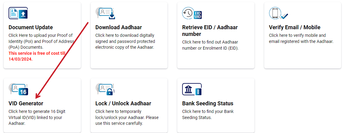 Aadhar VID Generate