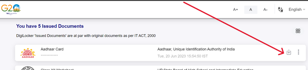 Download Aadhar Card from DigiLocker